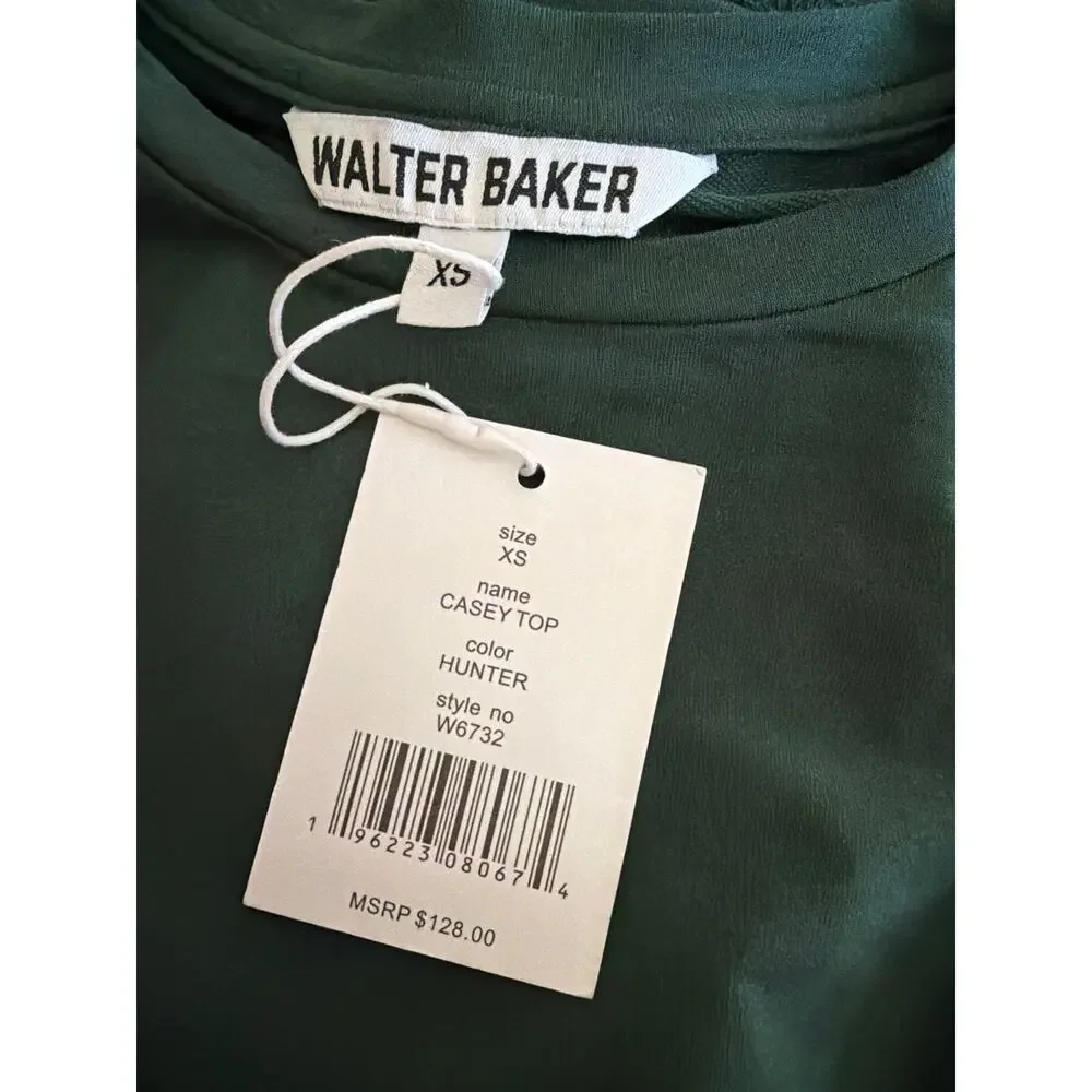 New Walter baker Casey long sleeve top hunter green sz XS $128 - Picture 5 of 5